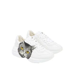 Gucci Children’s Designer Rhyton Mystic Cat White Sneakers Size 33/2